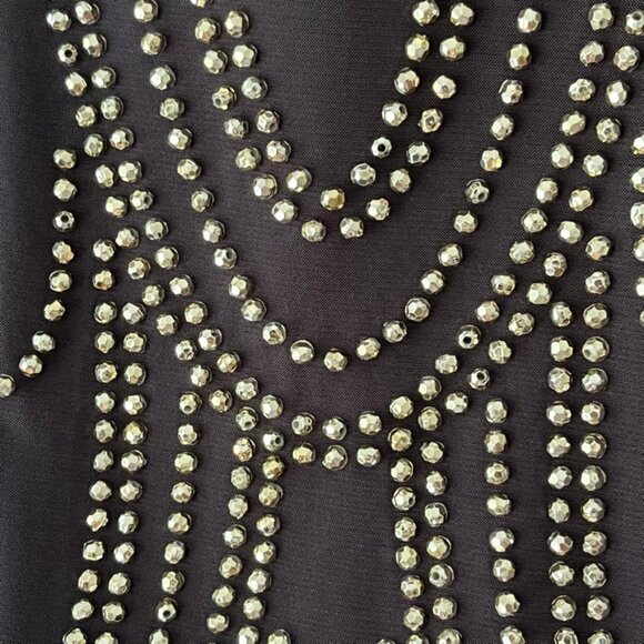 Caché beaded charcoal grey sleeveless draped dress, 12 - Picture 7 of 7